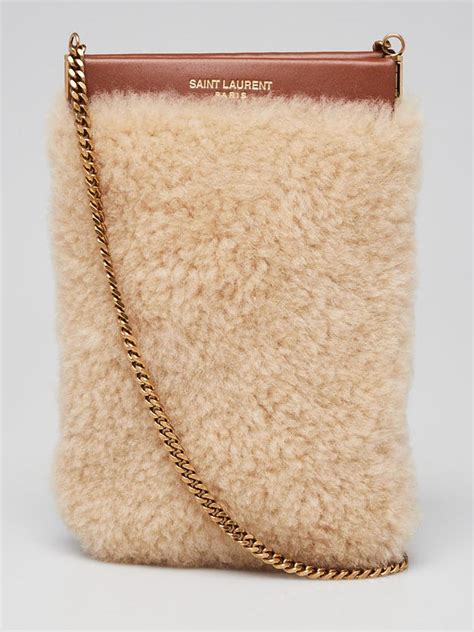 ysl mini pac pac|Natural Beige Shearling Mini Pac Pac Pouch on Chain Bag.